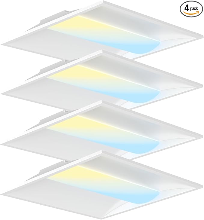OKQ 2x2 LED Troffer Center Basket Panel,Color Tunable 3500K/4000K/5000K, Watt Adjustable, 30W/35W/40W-Up to 6000Lumens,0-10V Dimmable Recessed Back-Lit Drop Ceiling Light,ETL&DLC Qualified, 4Pack