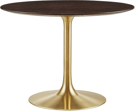 Modway Lippa Dining Table, 40", Gold Cherry Walnut