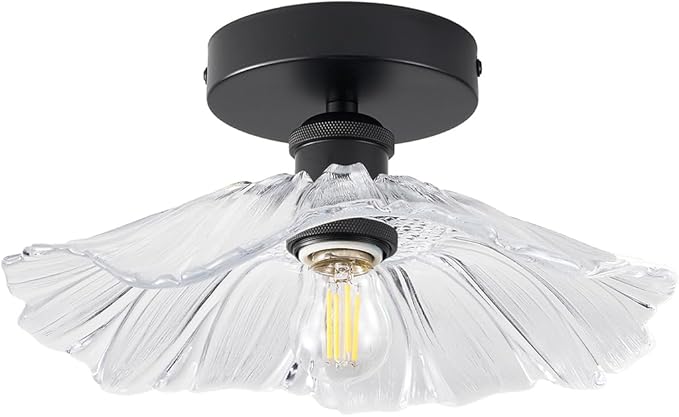 Semi Flush Mount Ceiling Light Black Light Fixture Flush Mount Light Fixture for Hallway Dining Room Bedroom Entryway
