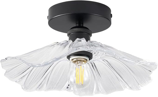 Semi Flush Mount Ceiling Light Black Light Fixture Flush Mount Light Fixture for Hallway Dining Room Bedroom Entryway