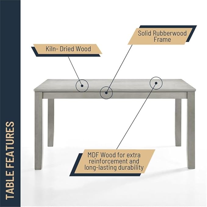 New Classic Furniture Pascal 59" Rectangle Wood Dining Table, Driftwood Gray