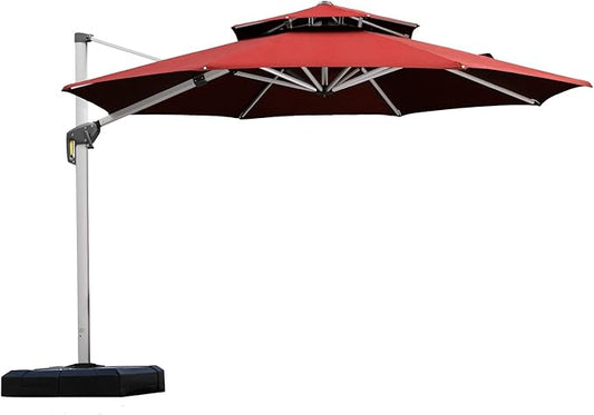 PURPLE LEAF 11 Feet Patio Umbrella Outdoor Round Umbrella Large Cantilever Umbrella Windproof Offset Heavy Duty Sun for Garden Deck Pool Patio, Brick Red