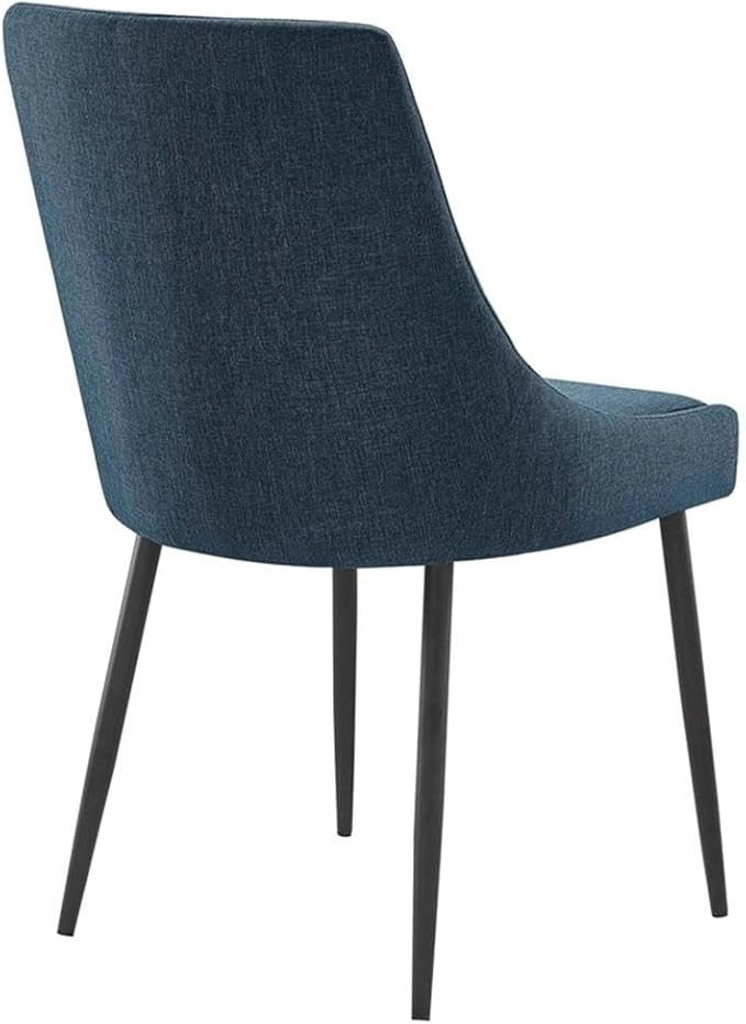 Modway Viscount Upholstered Fabric Side Dining Chairs in Black Azure - Set of 2
