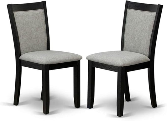 East West Furniture MZC6T06 Monza Parson Chairs - Shitake Linen Fabric Padded Dining Chairs, Set of 2, Wirebrushed Black