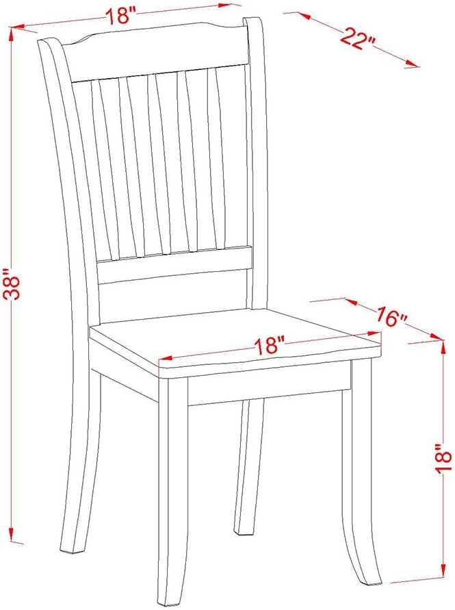 East West Furniture DAC-BMK-W Danbury Dining Chairs - Slat Back Wooden Seat Chairs, Set of 2, Buttermilk & Cherry