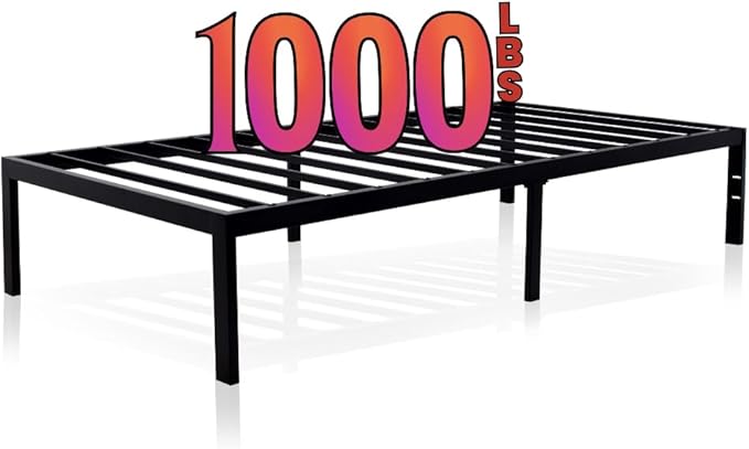 Golden Gate Beds Metal Platform Bed Frame, Heavy Duty, Sturdy Steel Mattress Foundation, No Box Spring Needed, Easy Assembly, 14 Inch Raised Base for Under Bed Storage, Bedframe for Twin Size, Black