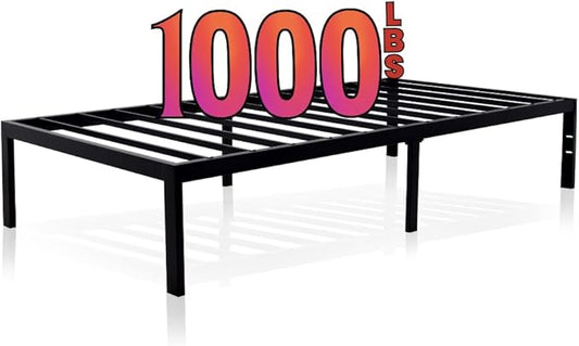 Golden Gate Beds Metal Platform Bed Frame, Heavy Duty, Sturdy Steel Mattress Foundation, No Box Spring Needed, Easy Assembly, 14 Inch Raised Base for Under Bed Storage, Bedframe for Twin Size, Black
