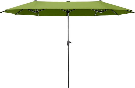 HERA'S PALACE 13 ft Patio Umbrella Double-Sided Outdoor Market Umbrella Rectangular Large with Crank for Patio Shade Outside Deck or Pool, Lime
