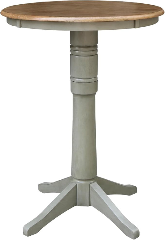 IC INTERNATIONAL CONCEPTS 30" Round Wood Distressed Hickory/Stone Table-Bar Height