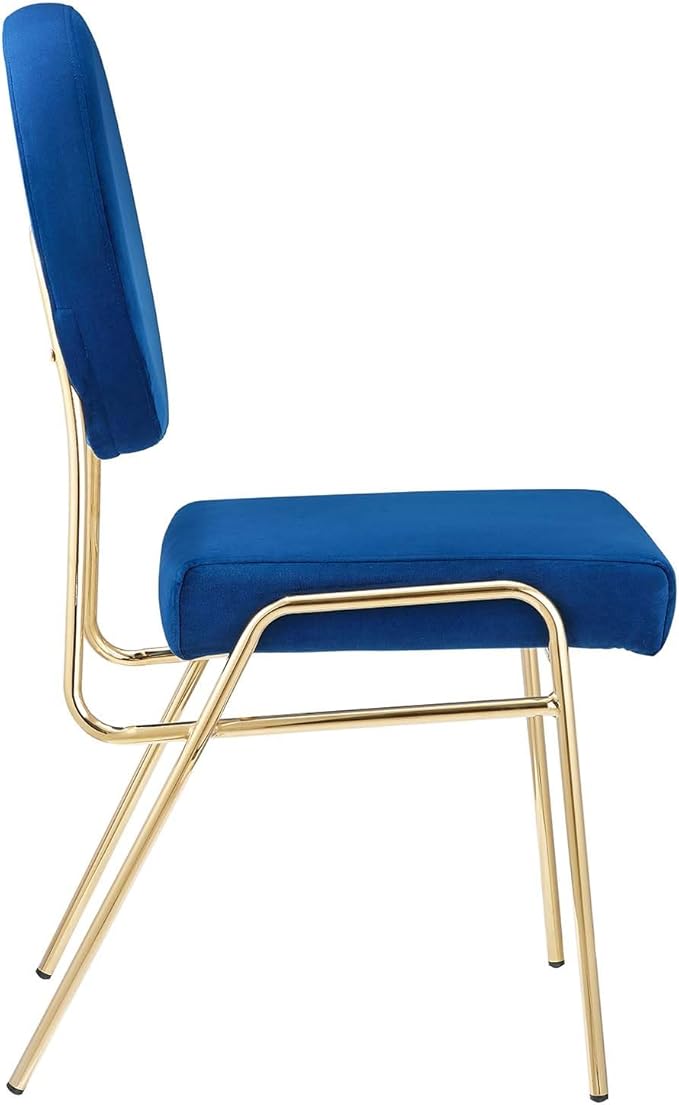 Modway Craft Performance Velvet Upholstered Side Dining Chair in Gold Navy