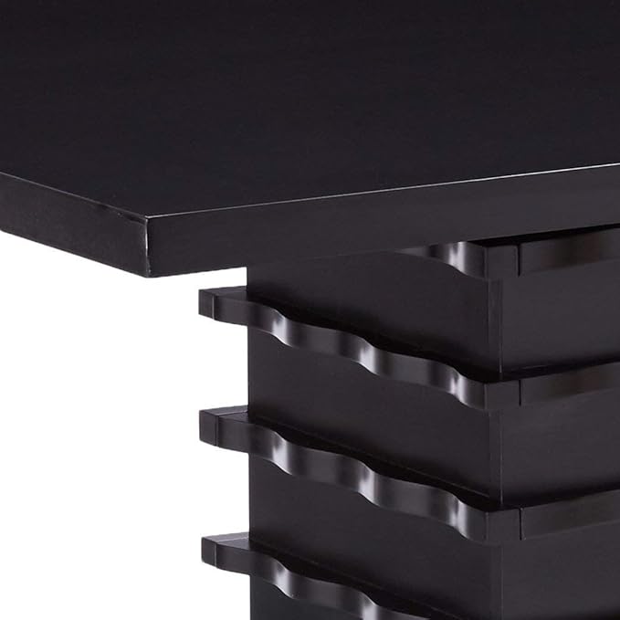 King's Brand Black Finish Wood Wave Design Dining Room Kitchen Table
