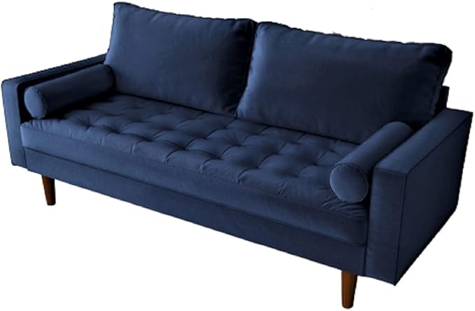 Container Furniture Direct Womble Modern Velvet Upholstered Living Room Diamond Tufted Chesterfield with Gleaming Nailheads, Loveseat, Sofa, Misty Blue