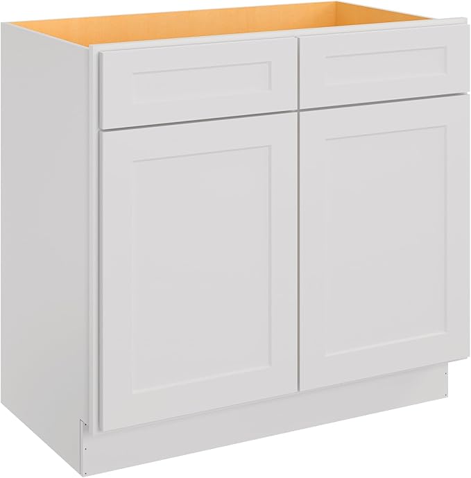 LOVMOR Kitchen Sink Base Cabinet, Unassembled Cabinet, Single Sink Storage Unit, Large Capacity, 24" D*36" W*34-1/2"H (Light Gray)