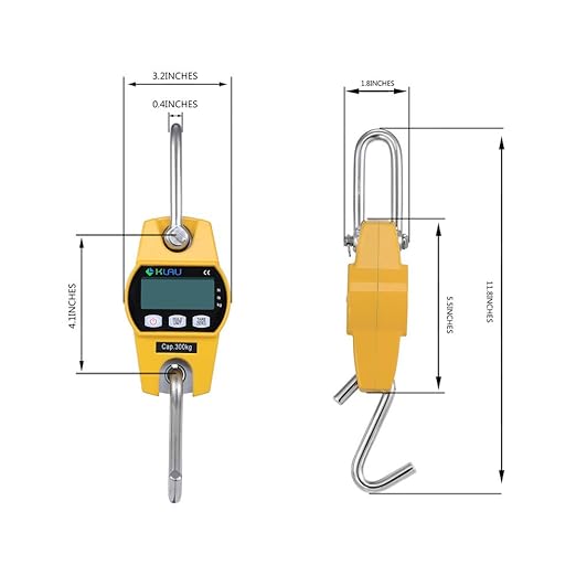 Klau Mini Hoist 300 kg / 600 lb Crane Scale Industrial Heavy Duty Digital Hanging Scales Yellow for Home Farm Factory Hunting