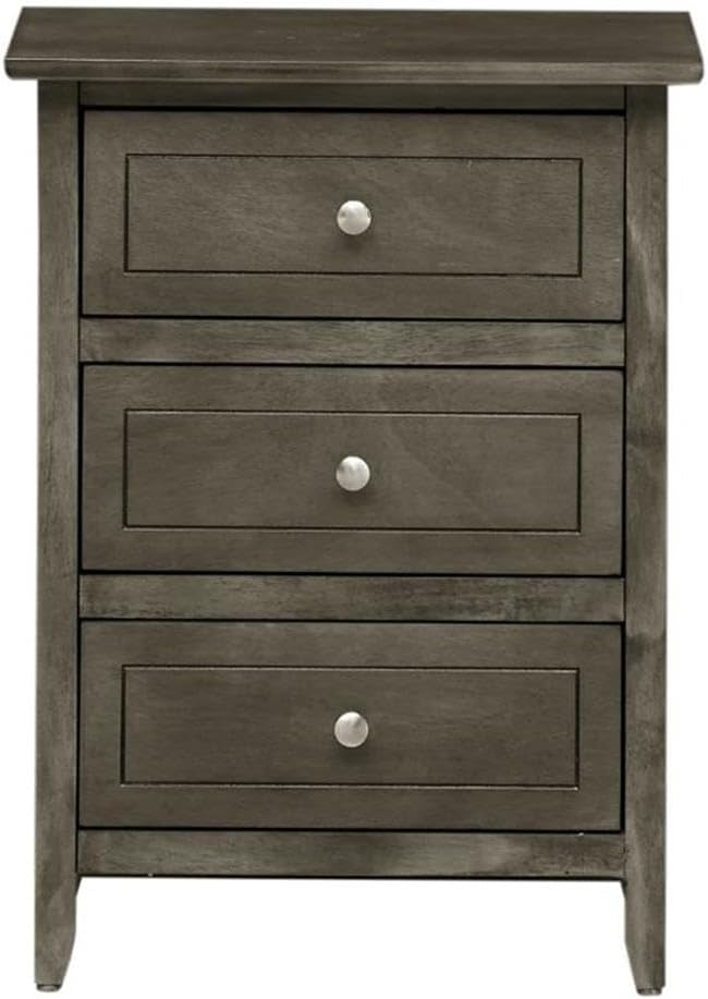 Glory Furniture Daniel 3 Drawer Nightstand in Gray
