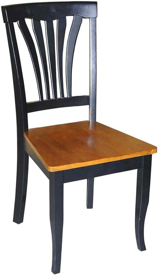 East West Furniture AVC-BLK-W Avon Dining Room Chairs - Slat Back Solid Wood Seat Chairs, Set of 2, Black & Cherry