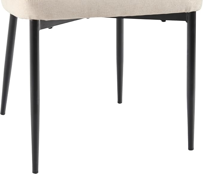 Walker Edison Modern Curved Back Upholstered Dining Chair with High-Performance Woven Upholstery and Powder Coated Steel Base, 2pk, Ivory