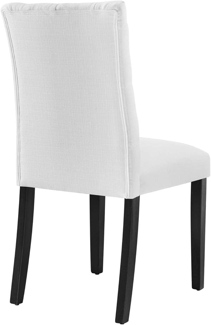 Duchess Button Tufted Fabric Dining Chair in White