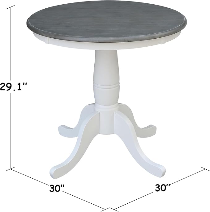 IC INTERNATIONAL CONCEPTS 30" Round Solid Wood Gray Table with 2 San Remo Chairs