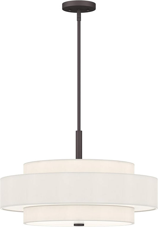 Livex Lighting Fabric Shade 50875-07 Meridian 5 Light Bronze Pendant