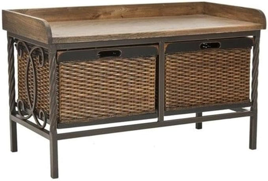 Safavieh American Homes Collection Noah Antiqued Pewter and Oak Storage Bench