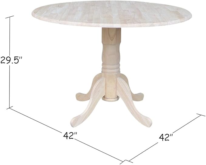 International Concepts 42" Dual Drop Leaf 2 San Remo Chairs Dining Table, Unfinished