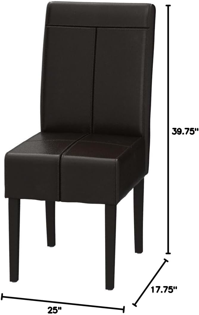 Christopher Knight Home Pertica T-Stitch Leather Dining Chairs, 4-Pcs Set, Chocolate Brown