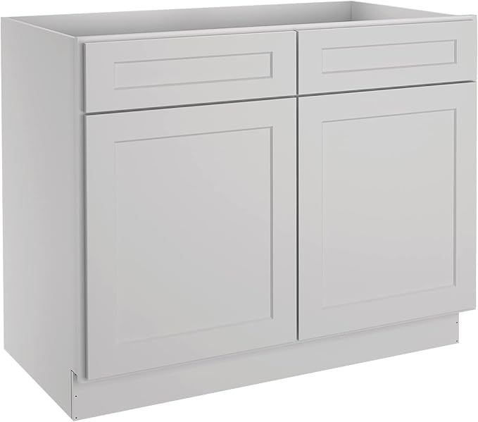 LOVMOR Kitchen Base Cabinets, Sideboard Storage Cabinet, Entryway Cabinet with 2-Drawers & Adjustable Shelf, 42" W X 24" D X 34-1/2"H (Light Gray)