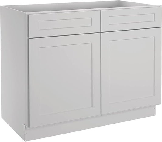 LOVMOR Kitchen Base Cabinets, Sideboard Storage Cabinet, Entryway Cabinet with 2-Drawers & Adjustable Shelf, 42" W X 24" D X 34-1/2"H (Light Gray)