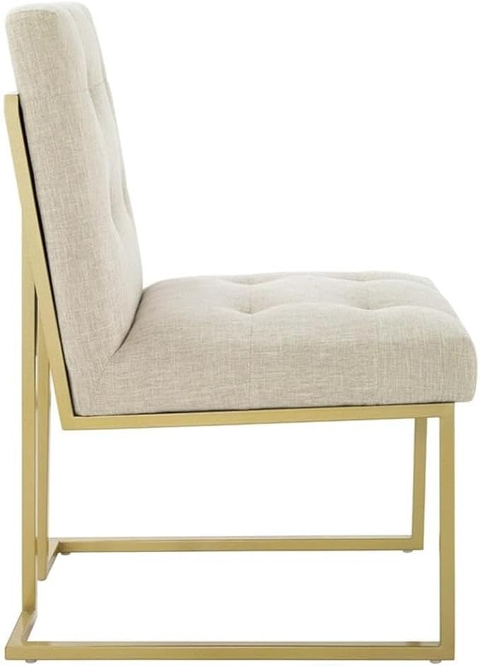Modway Privy Upholstered Gold Stainless Steel Dining Chair in Gold Beige
