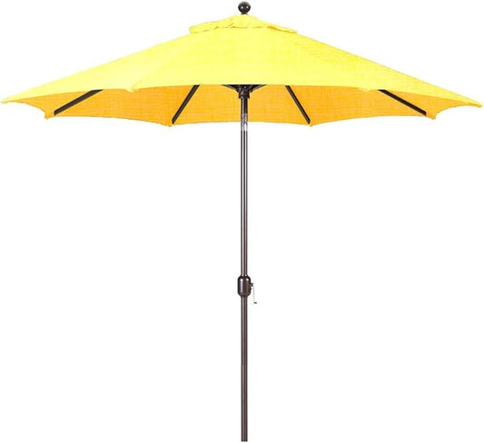 Galtech Deluxe Auto Tilt Market Umbrella, 9ft - Outdoor Patio, Deck, Pool, Backyard Stand Alone Umbrella - Octagon, Heavy Duty w/Bronze Frame & Sunbrella Fabric (Buttercup)