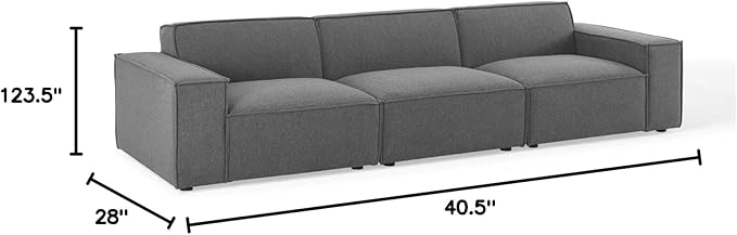 Modway EEI-4112-CHA Restore 3-Piece Sectional Sofa, Charcoal