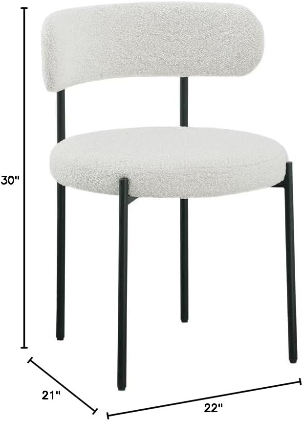 Meridian Furniture Beacon Cream Boucle Fabric Dining Chair