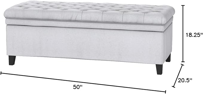 Christopher Knight Home Juliana Fabric Storage Ottoman, Light Gray