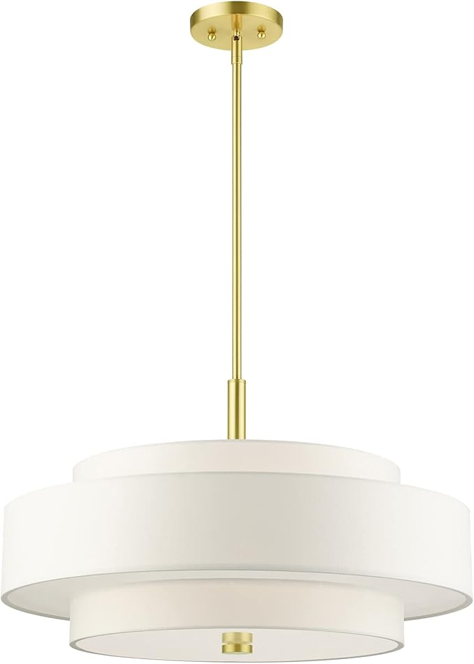 Livex Lighting 50875-12 Meridian 5 Light Chandelier, Satin Brass, 24 x 24 x 53