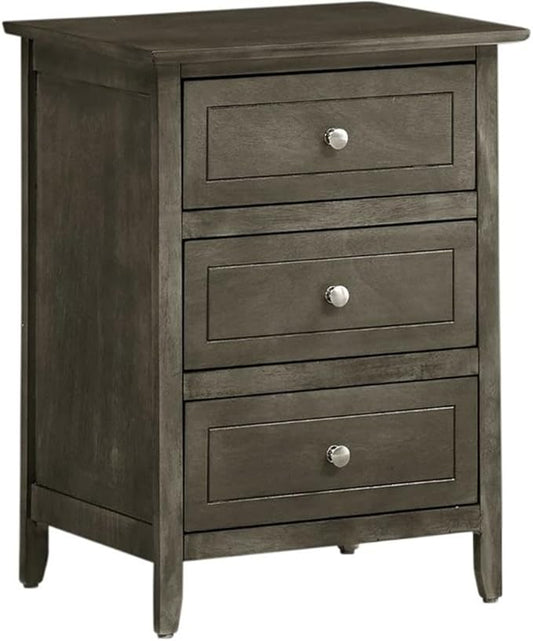 Glory Furniture Daniel 3 Drawer Nightstand in Gray