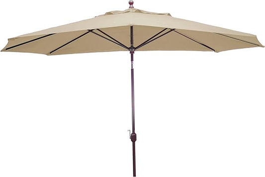 Galtech Premium 11 FT Market Umbrella Auto Tilt Patio Pool Deck Outdoor Shade Protection (8Ft X 11Ft Ant.Bronze Frame Sunbrella: Antique Beige)