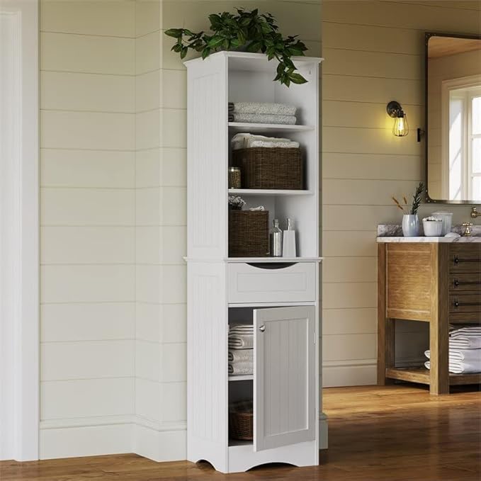 RiverRidge Ashland Bathroom Storage Cabinet Bundle with Shelves and Drawer