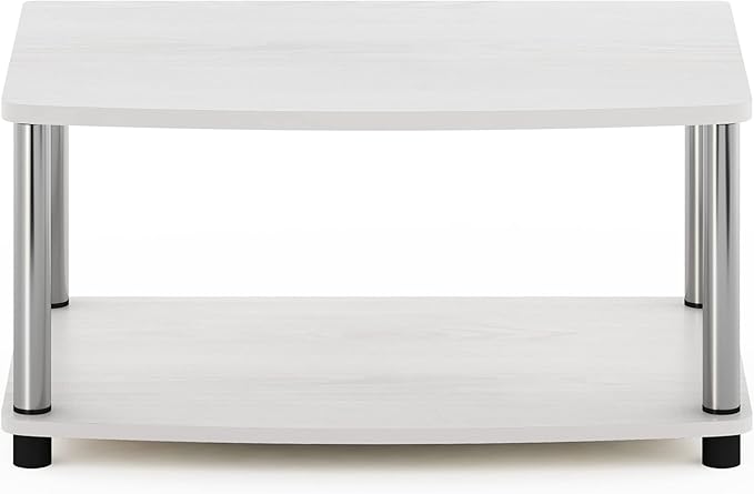 Furinno Turn-N-Tube Printer Stand with Storage, 2-Tier Printer Table, Under Desk Printer Stand, for CPU, Office Supplies, Home Office, White Oak
