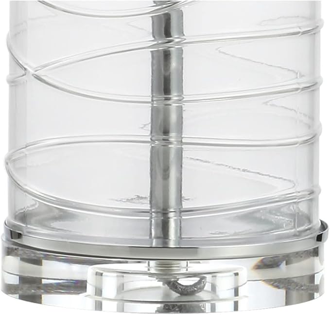 JONATHAN Y 27.5" Clear Modern Fused Glass Table Lamp Set of 2 for Bedroom Living Room, Coastal Nightstand Bedside Lamp with White Linen Shade, LED Bulbs Included (JYL4016B-SET2)