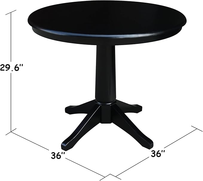 International Concepts 36" Round Top Pedestal Table - With 2 San Remo Chairs, Black