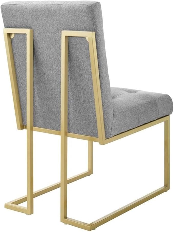 Modway Privy Upholstered Gold Stainless Steel Dining Chair in Gold Light Gray