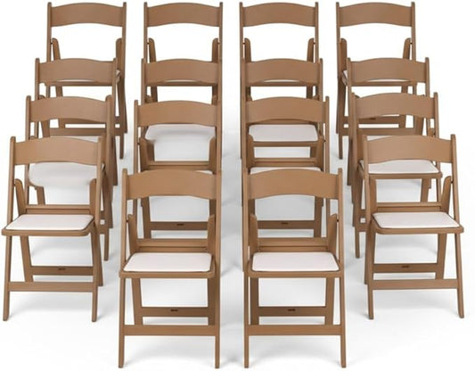 BTEXPERT Resin Folding Chair Vinyl Padded Seat Indoor Outdoor Lightweight Set for Home Event Party Picnic Kitchen Dining Church School Weddings- 20 Natural Chestnut