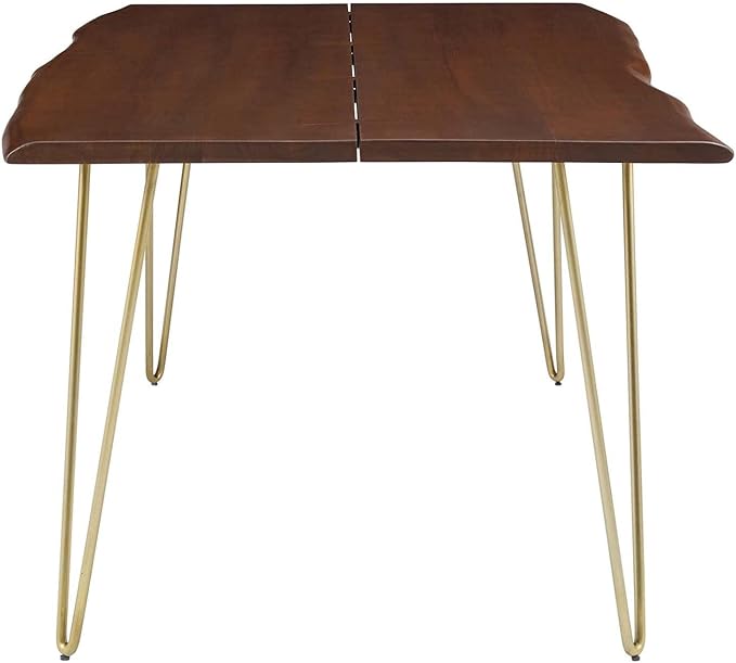 Modway Ardor 74" Live Edge Acacia Wood Rectangular Dining Table in Gold Walnut