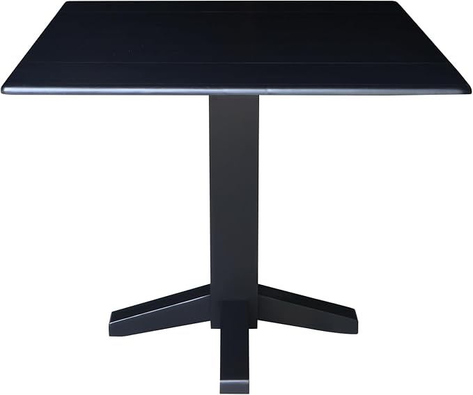 Solid Wood 36" Square Dual Drop Leaf Dining Table, Black