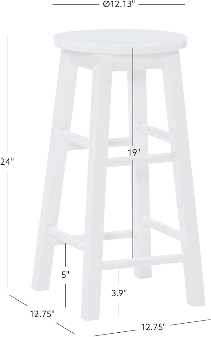 Zeke White 24" Counter Stool with Round Seat by Linon