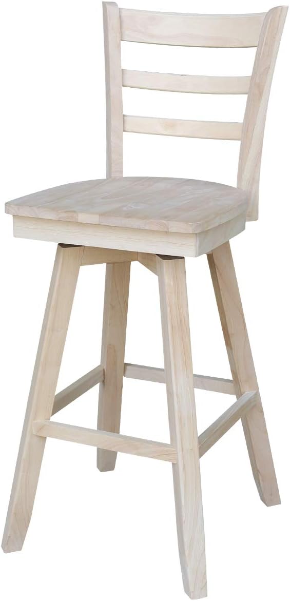 International Concepts Emily Bar Stool-30 Seat Height-with Swivel and Auto Return Chair, Brown
