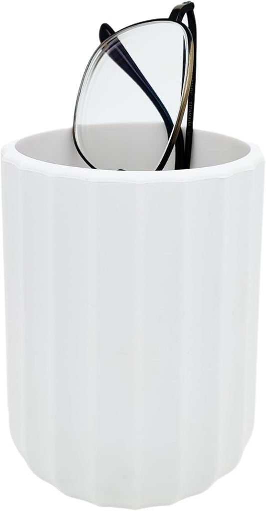 Glasses Holder for Nightstand, Silicone Eyeglass Holder for Desk Anti-scratch Glasses Stand (Striped White)