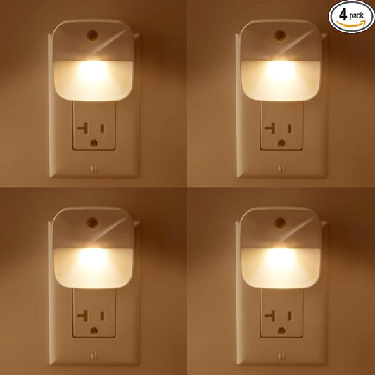 Aultra Night Light LED Night Lights Plug Into Wall - Super Smart Dusk to Dawn Sensor Activated, Automated On & Off, Used for Kitchen, Bathroom, Home Improvement, Bedroom – 4 Pack