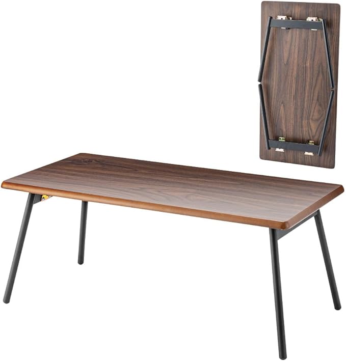 PaletteLife Folding Coffee Table, No Assembly, W31.5 x D15.8 x H13.4 in, Round Corner, for Dorm and Living Room, Portable and Space-Saving, Modern, Compact, Mirror Finish, Dark Brown